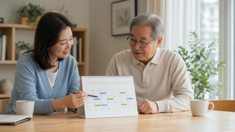재가급여 일정을 표시한 4주 이용 달력