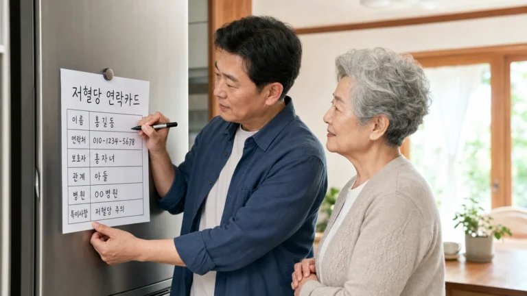 당뇨 부모님 저혈당 대비 여섯 칸 연락카드
