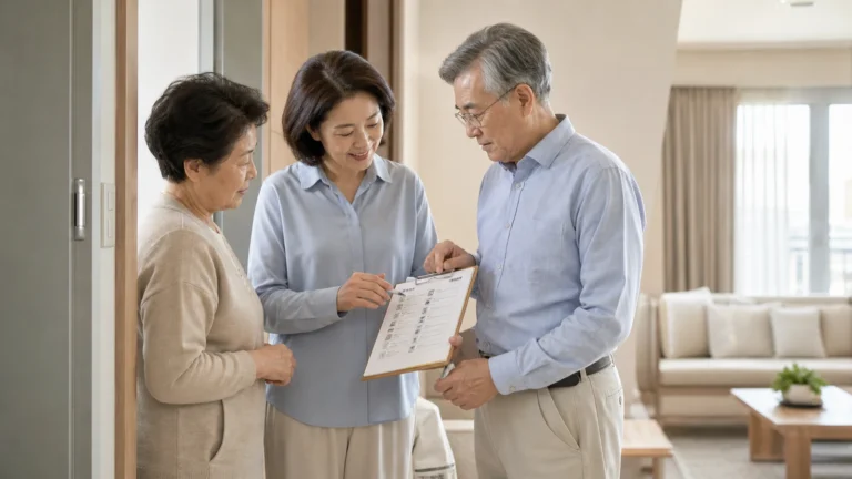 부모님 집 가스 전기 화재 열 곳을 점검하는 가족
